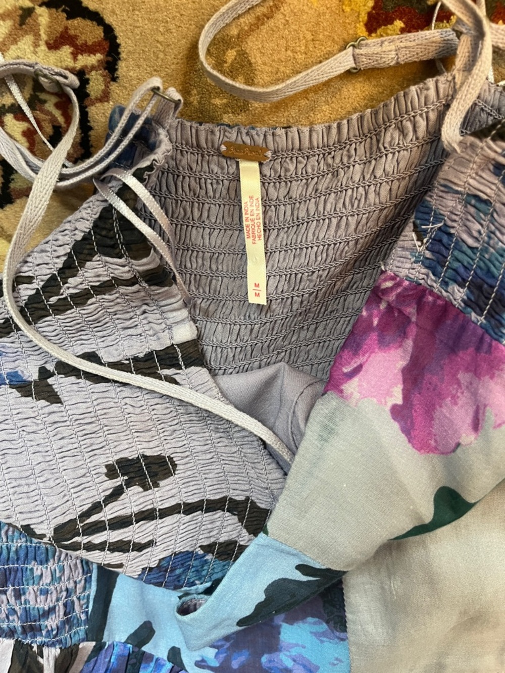 Free People Floral Spaghetti Strap maxi Dress in Lavender and Blue - Picture 7 of 8